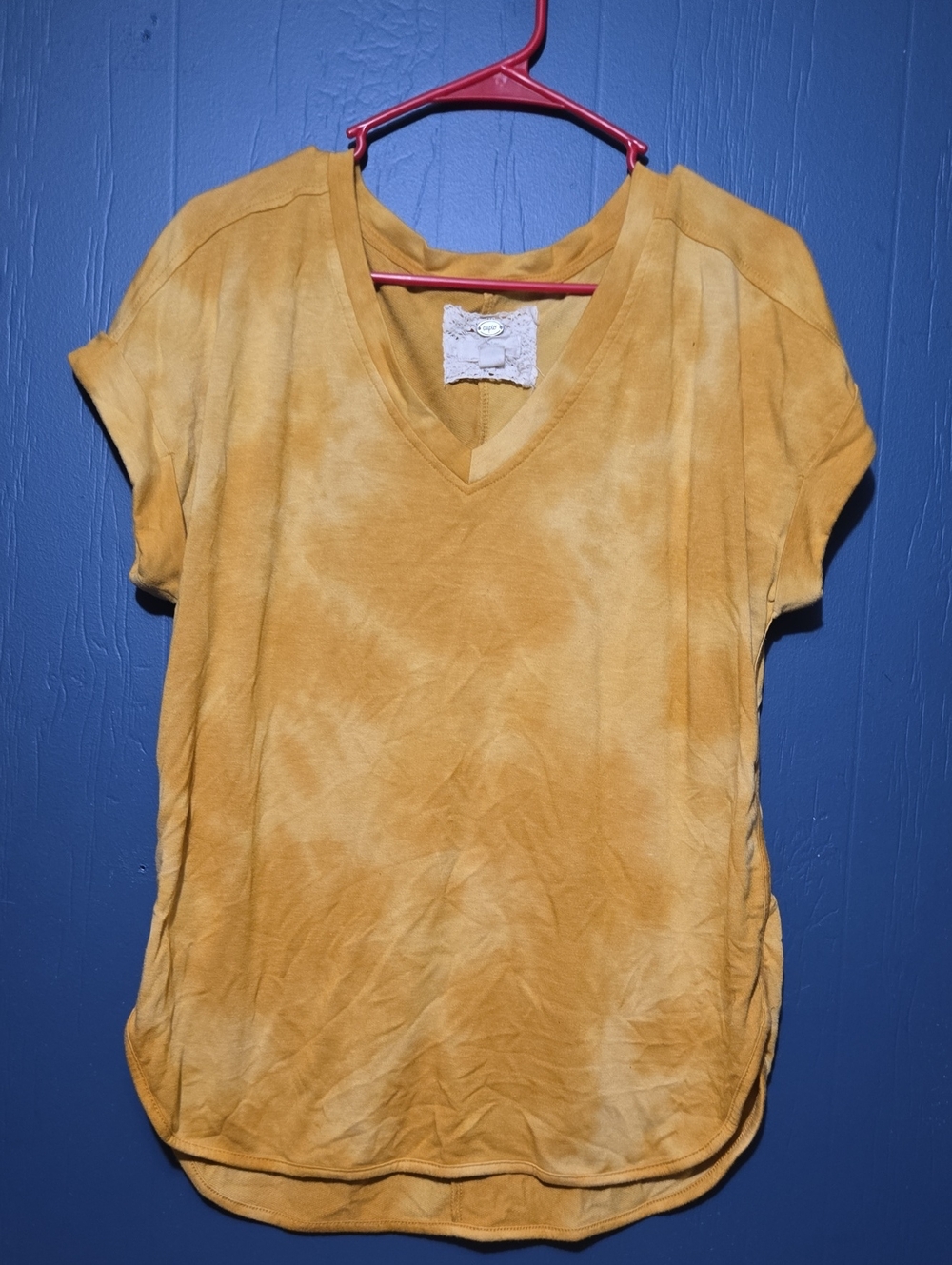 Cupio Mustard Yellow V-Neck Short Sleeve Tee